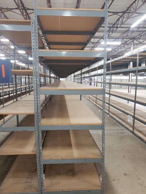 RIVET SHELVING ADD ON SECTION 36" DEEP X 96" WIDE X 84" TALL W/ 6 LEVELS - USED